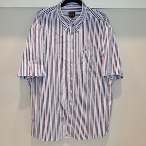 🍉 Jos A Bank Red White Blue Striped Cotton Shirt